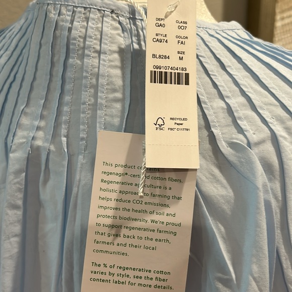 J.Crew light blue eyelit blouse, NWT, Size M - Picture 5 of 6